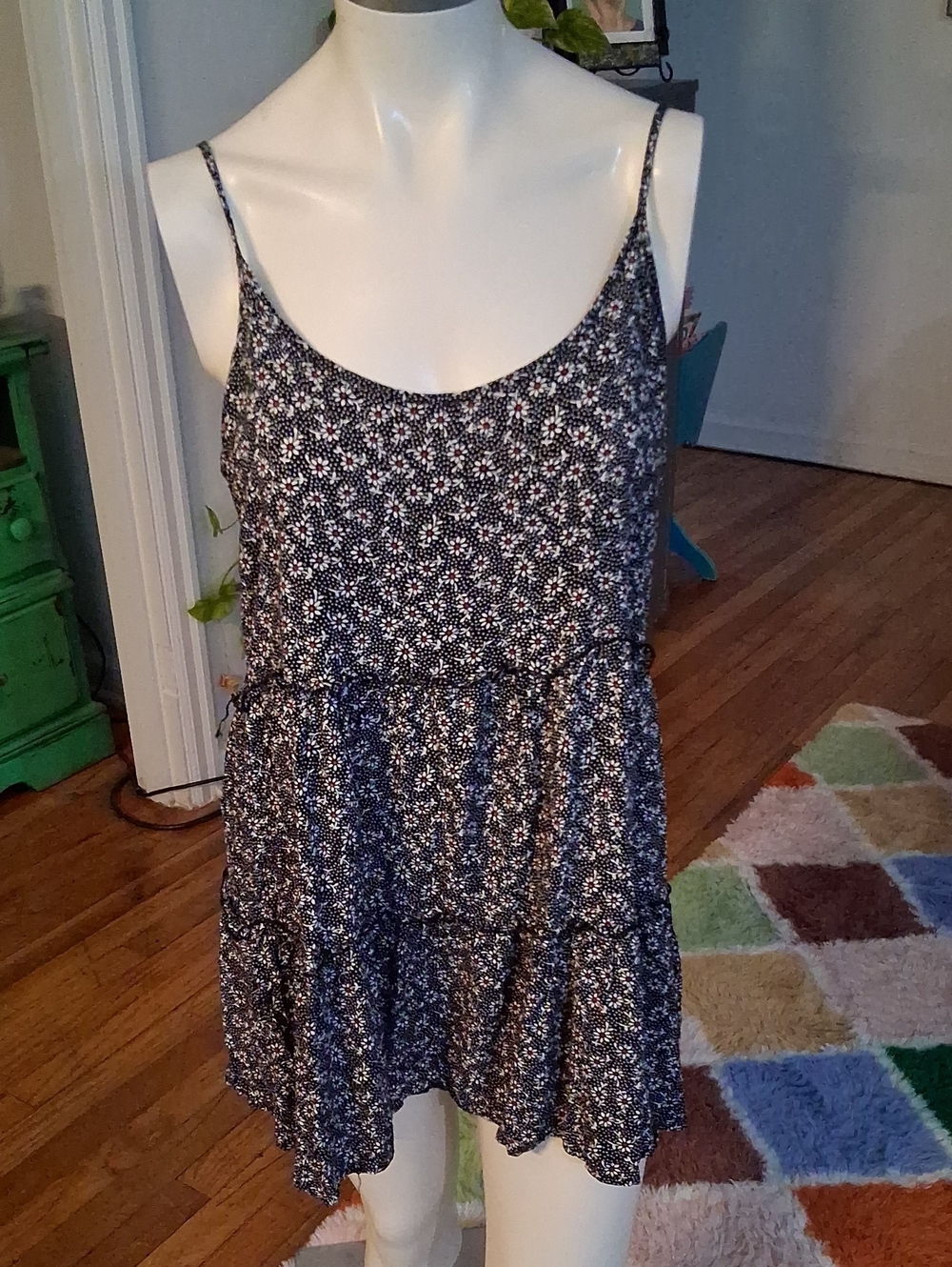 Daytrip Navy Floral Spaghetti-Strap Tiered Camisole